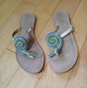Seychelles seed bead toe wrap leather sandals women's size 8.5 GUC